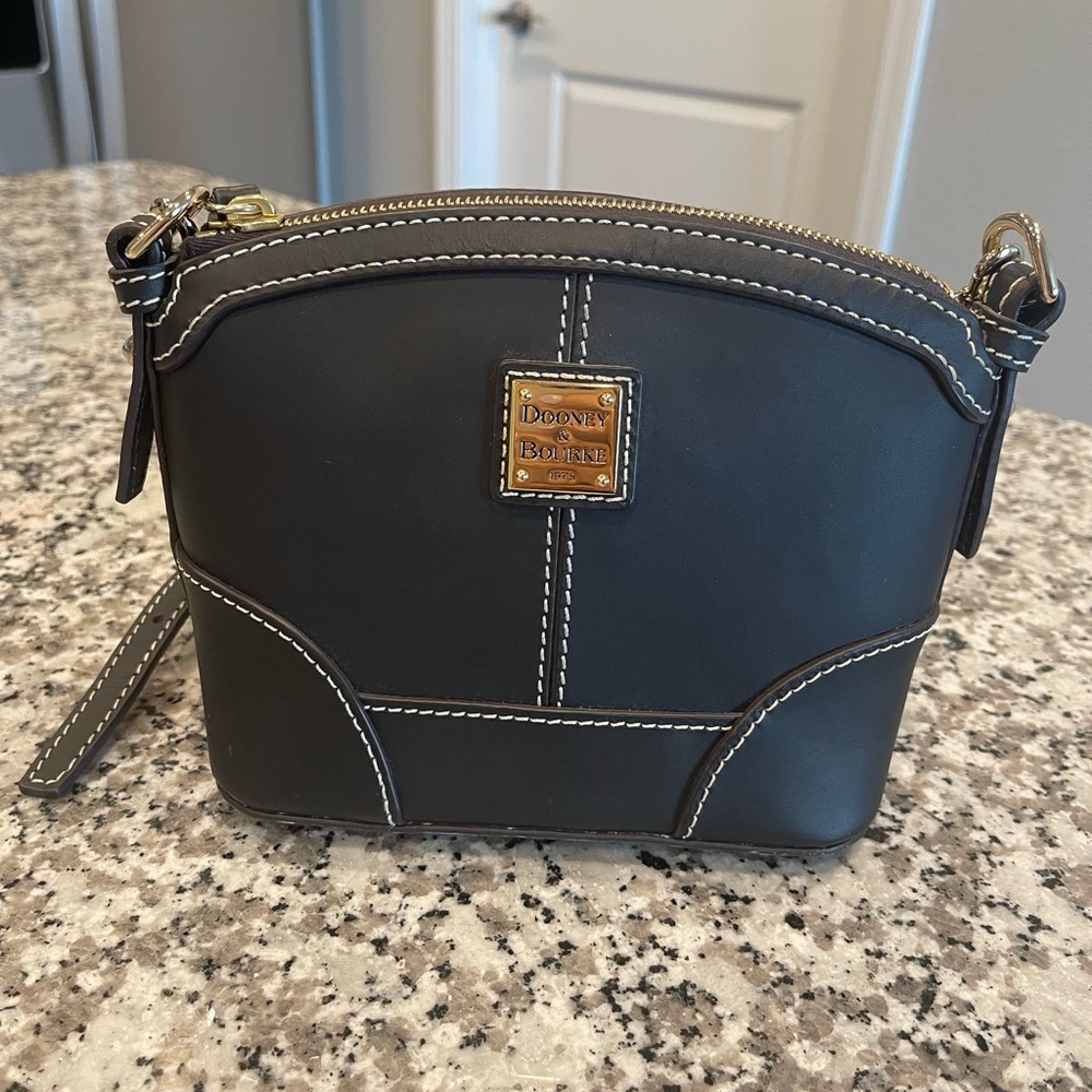 New Black Dooney and Bourke Saffiano Mini Domed Crossbody